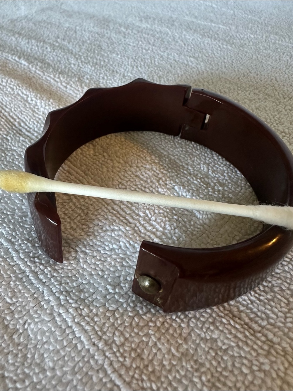 Dark Brown Bakelite Hinged Bracelet